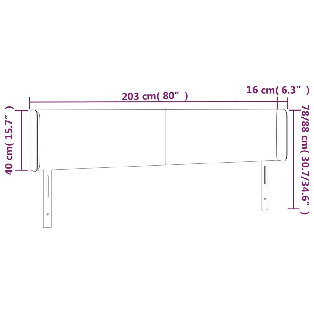 vidaXL voodipeats servadega, tumeroheline, 203x16x78/88 cm, samet цена и информация | Voodid | kaup24.ee