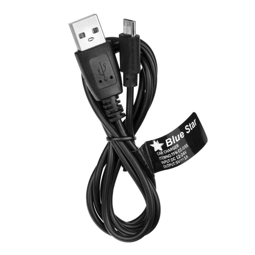 BlueStar Car Charger 12 V / 24 V / 1000 mA + Micro USB Cable Black hind ja info | Mobiiltelefonide laadijad | kaup24.ee