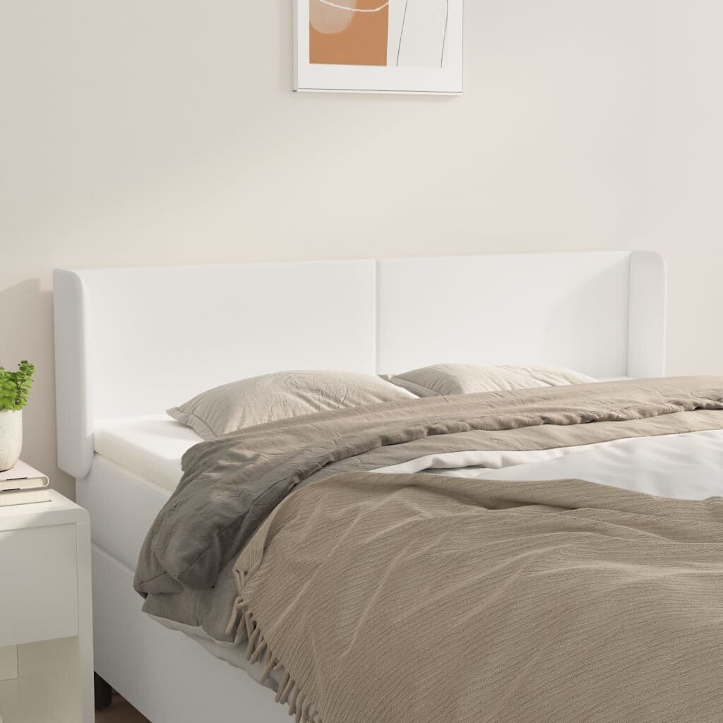 vidaXL voodipeats servadega, valge, 147x16x78/88 cm, kunstnahk hind ja info | Voodid | kaup24.ee