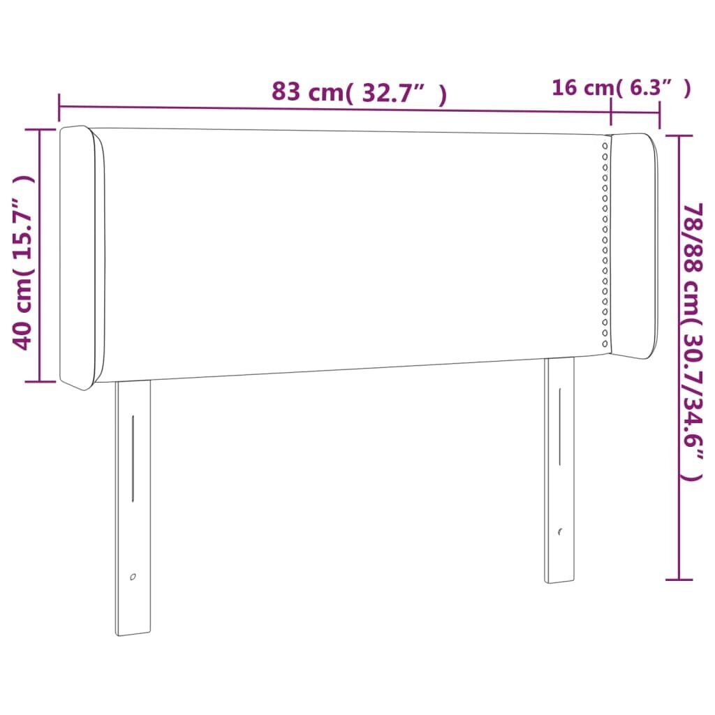 vidaXL voodipeats servadega, must, 83x16x78/88 cm, samet цена и информация | Voodid | kaup24.ee