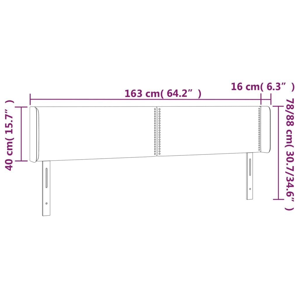 vidaXL voodipeats servadega, helehall, 163x16x78/88 cm, samet hind ja info | Voodid | kaup24.ee