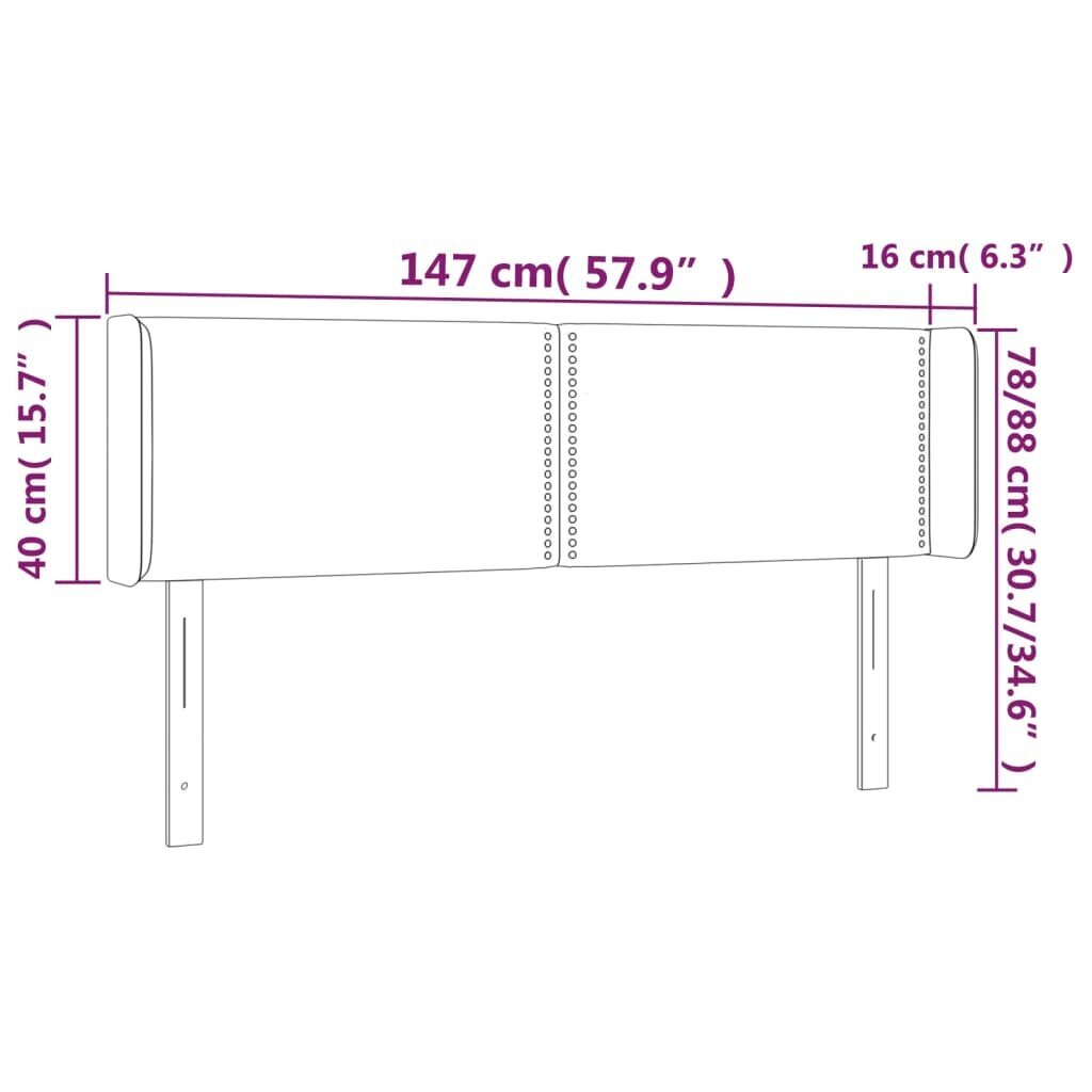 vidaXL voodipeats servadega, must, 147x16x78/88 cm, kunstnahk hind ja info | Voodid | kaup24.ee