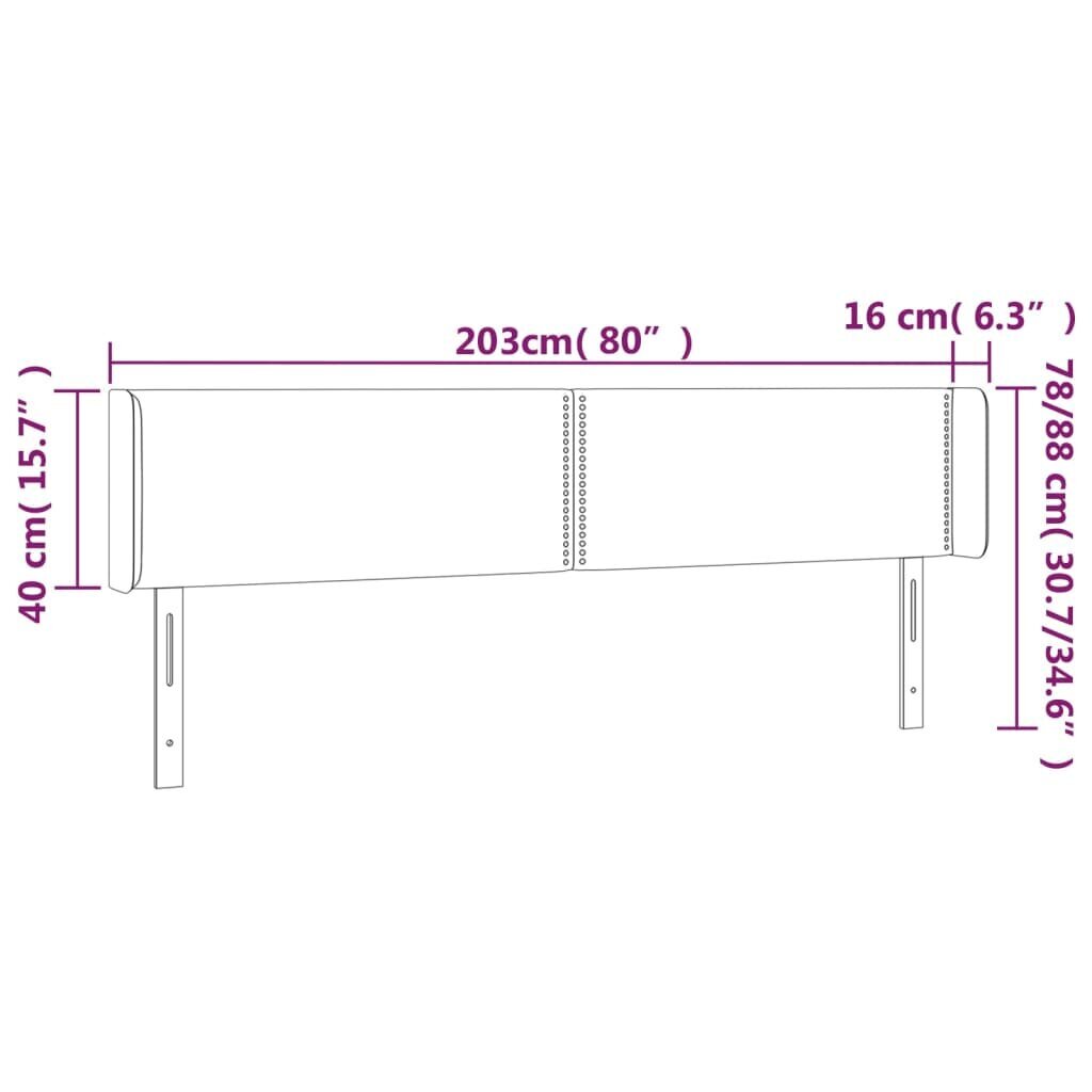 vidaXL voodipeats servadega, valge, 203x16x78/88 cm, kunstnahk hind ja info | Voodid | kaup24.ee