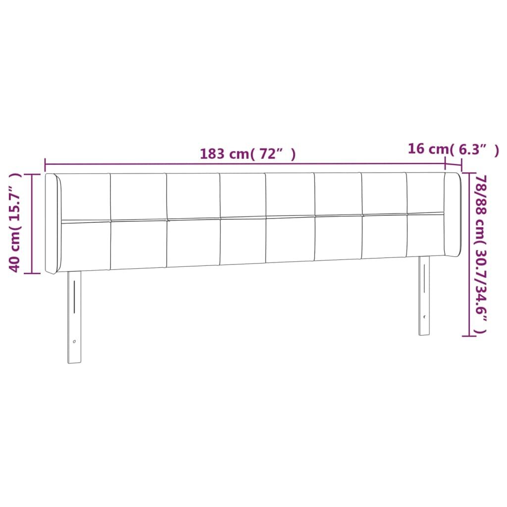 vidaXL voodipeats servadega, must, 183x16x78/88 cm, samet цена и информация | Voodid | kaup24.ee