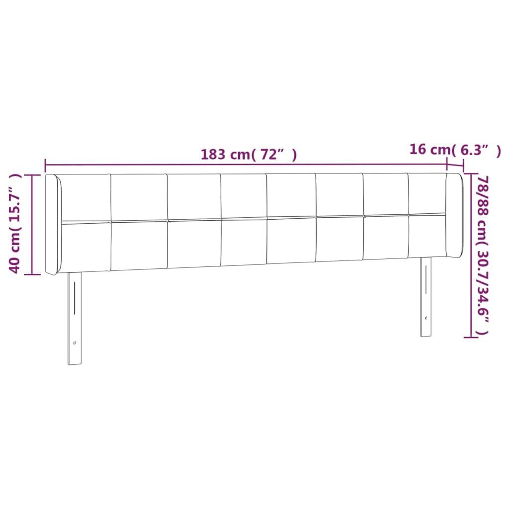 vidaXL voodipeats servadega, tumehall, 183x16x78/88 cm, samet цена и информация | Voodid | kaup24.ee