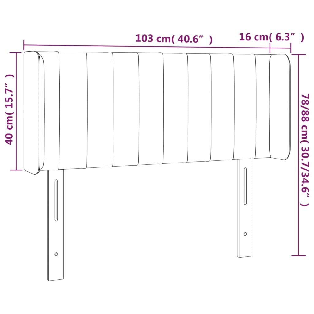 vidaXL voodipeats servadega, must, 103x16x78/88 cm, samet цена и информация | Voodid | kaup24.ee