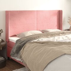 vidaXL voodipeats servadega, roosa, 203x16x118/128 cm, samet цена и информация | Кровати | kaup24.ee