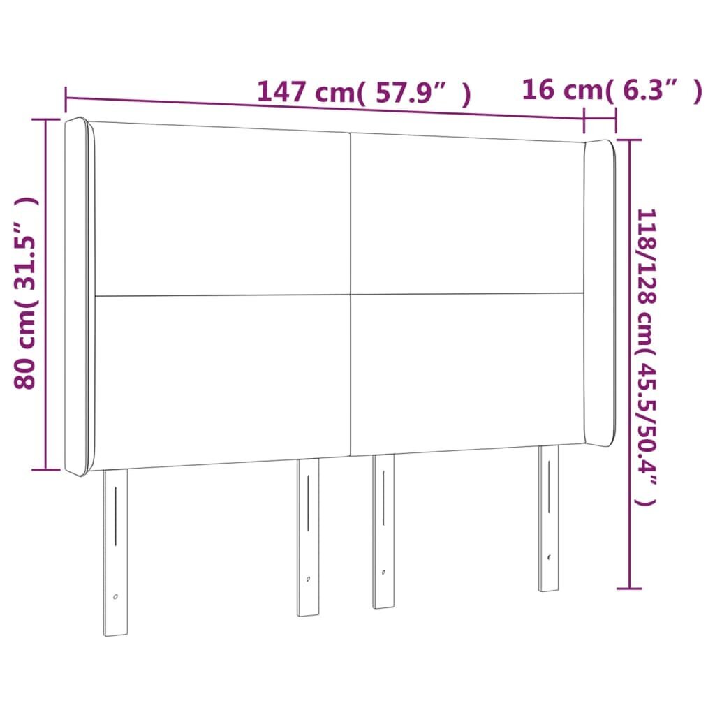 vidaXL voodipeats servadega, tumehall, 147x16x118/128 cm, samet цена и информация | Voodid | kaup24.ee