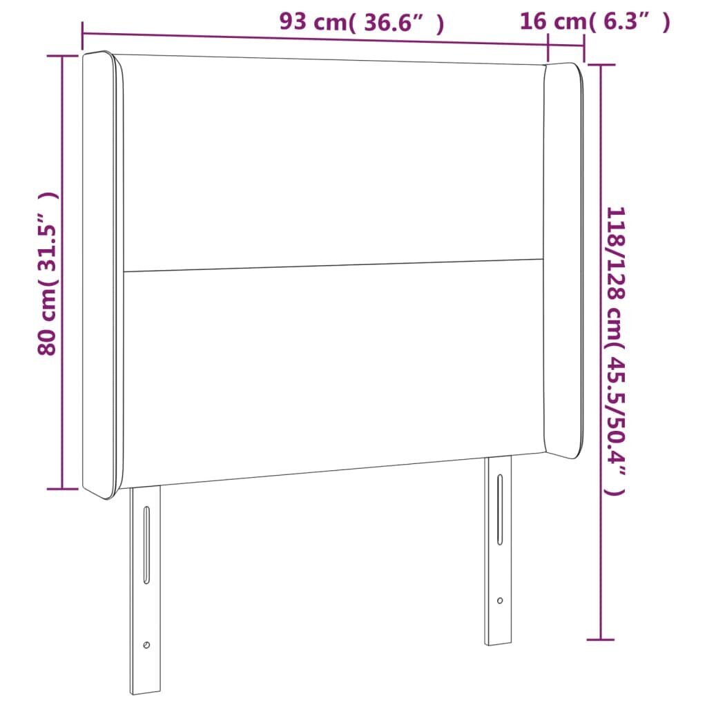 vidaXL voodipeats servadega, tumehall, 93x16x118/128 cm, samet hind ja info | Voodid | kaup24.ee