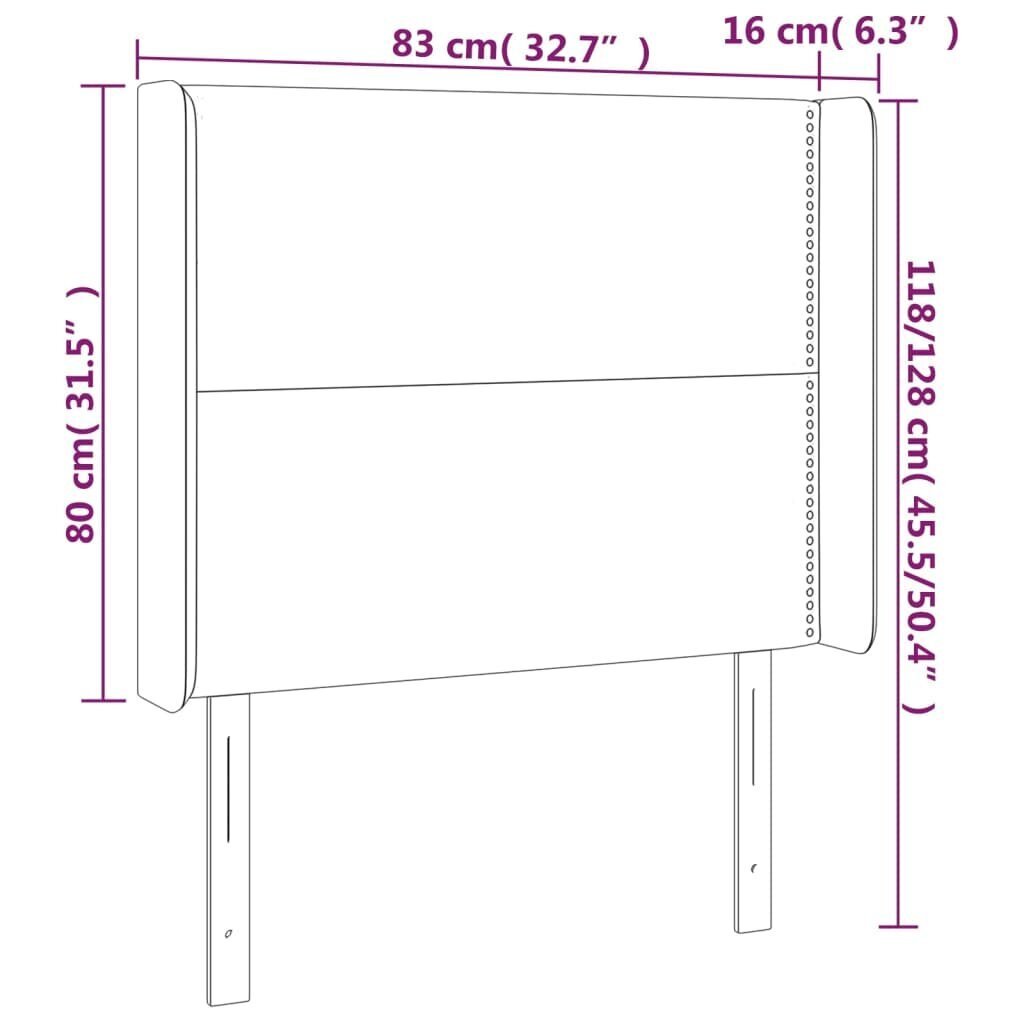 vidaXL voodipeats servadega, roosa, 83x16x118/128 cm, samet цена и информация | Voodid | kaup24.ee