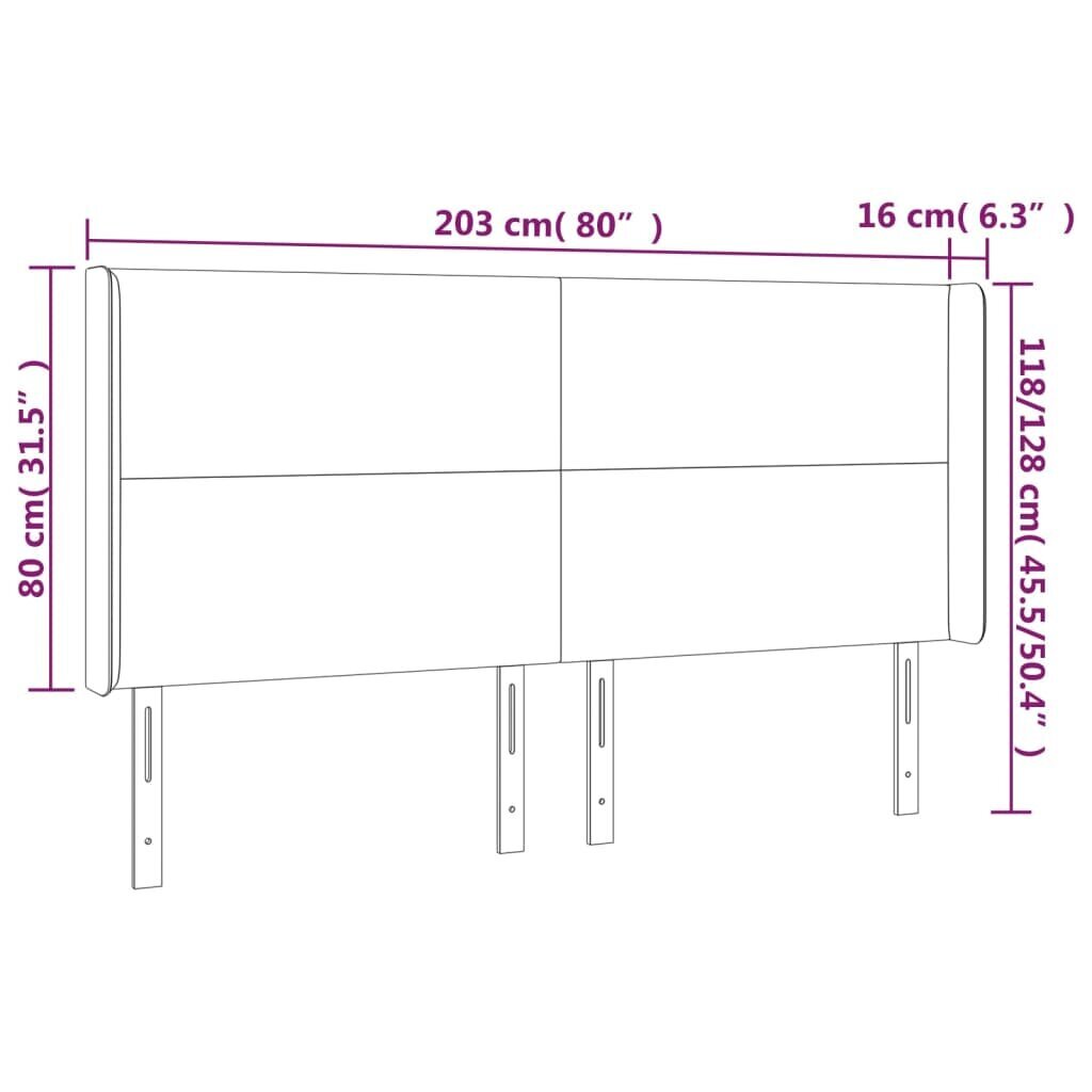 vidaXL voodipeats servadega, valge, 203x16x118/128 cm, kunstnahk hind ja info | Voodid | kaup24.ee