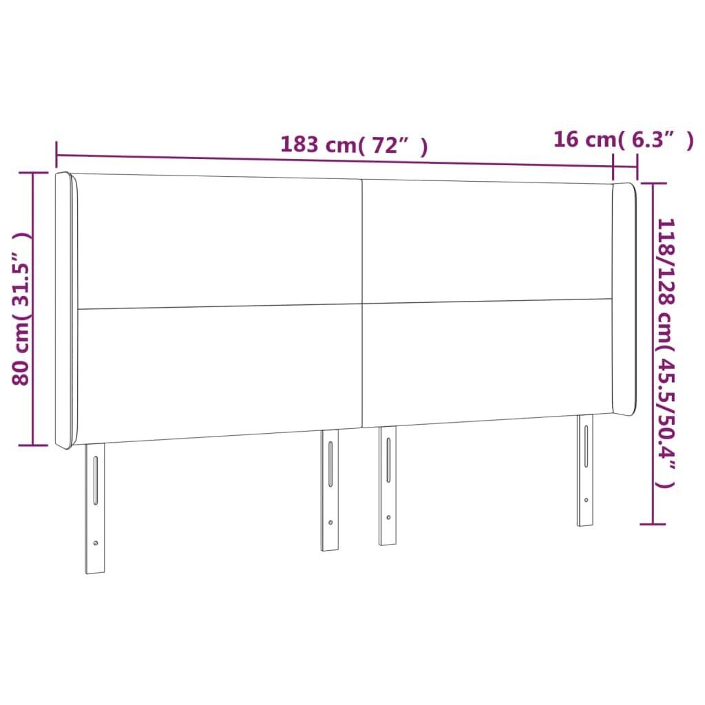 vidaXL voodipeats servadega, hall, 183x16x118/128 cm, kunstnahk цена и информация | Voodid | kaup24.ee