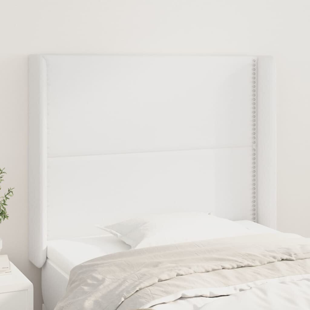 vidaXL voodipeats servadega, valge, 83x16x118/128 cm, kunstnahk hind ja info | Voodid | kaup24.ee