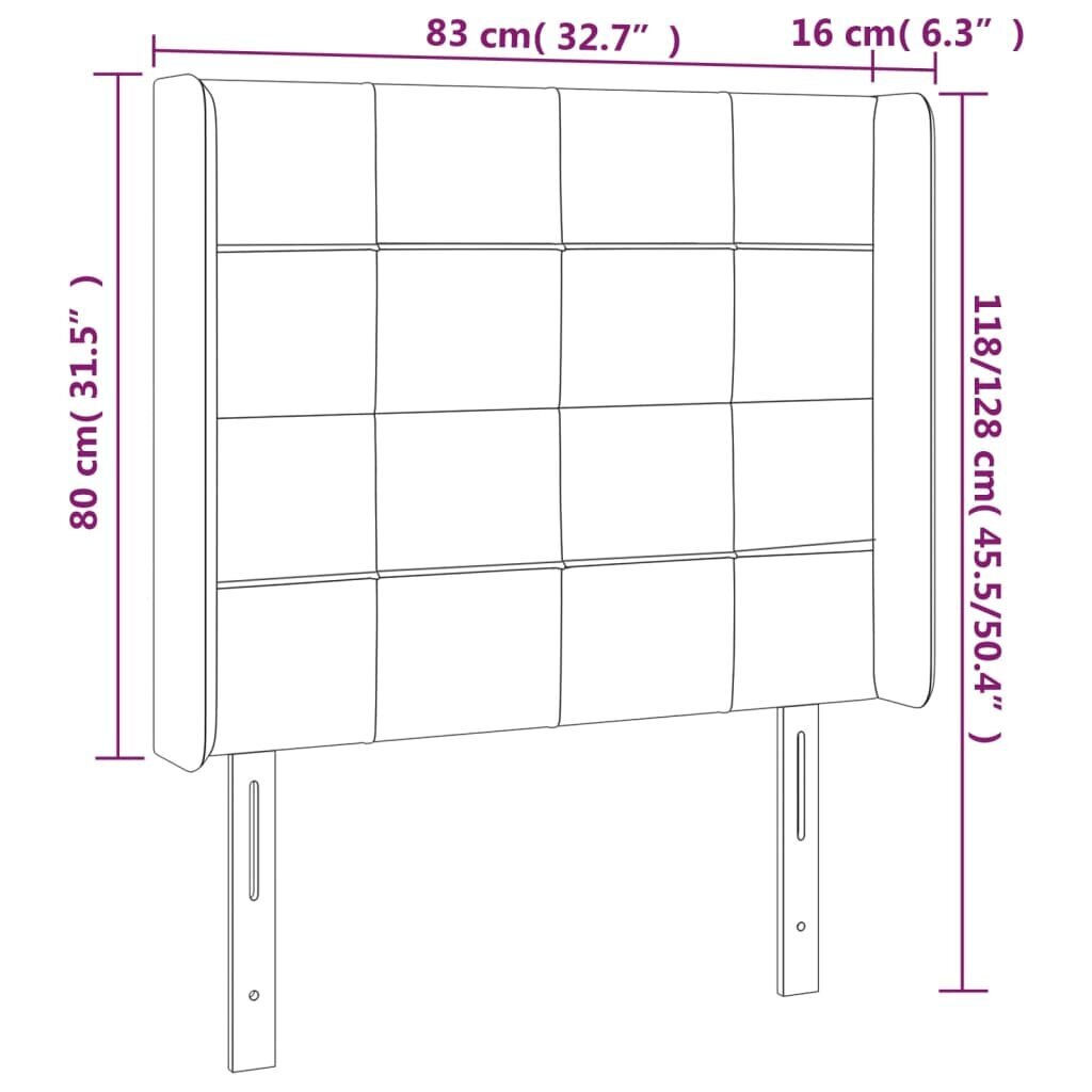 vidaXL voodipeats servadega, tumehall, 83x16x118/128 cm, samet hind ja info | Voodid | kaup24.ee