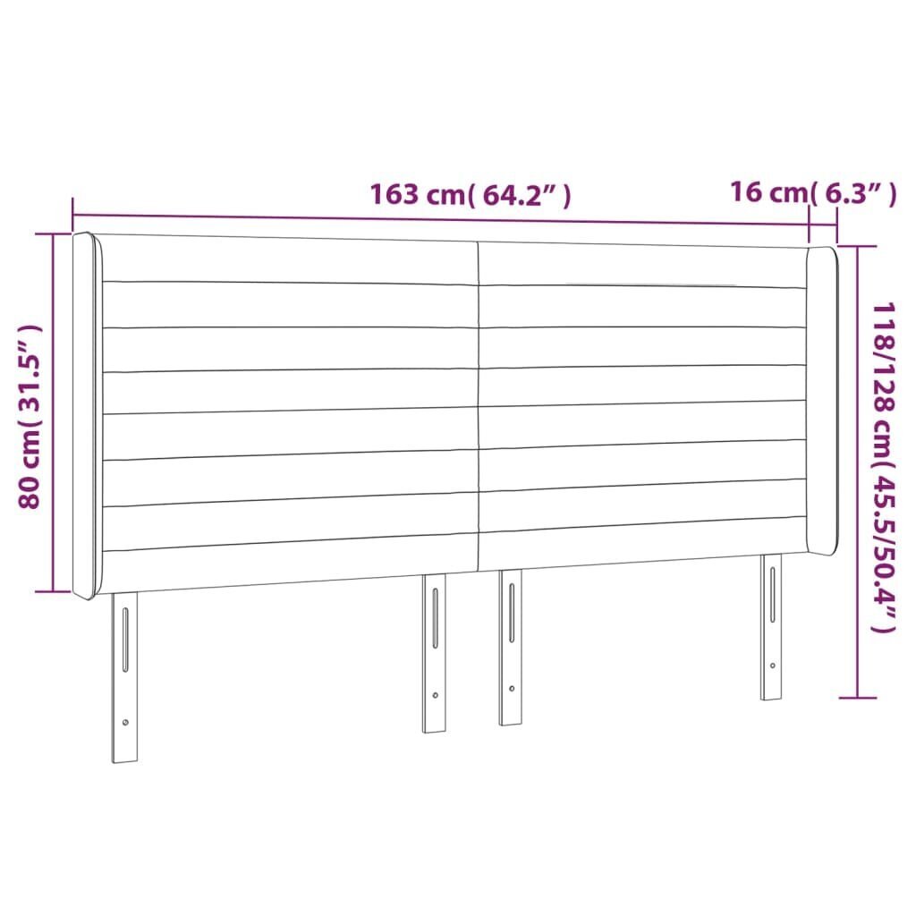 vidaXL voodipeats servadega, roosa, 163x16x118/128 cm, samet hind ja info | Voodid | kaup24.ee