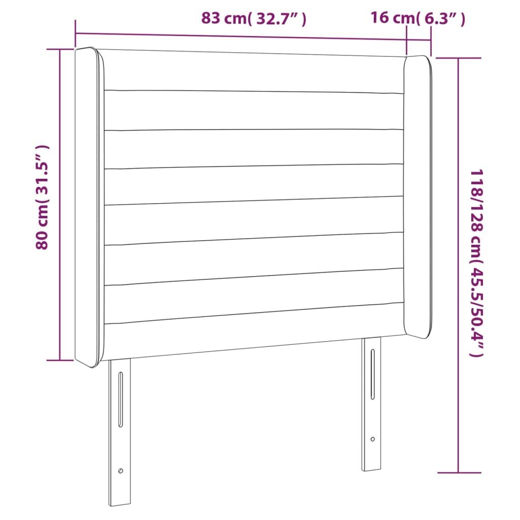 vidaXL voodipeats servadega, must, 83x16x118/128 cm, samet цена и информация | Voodid | kaup24.ee