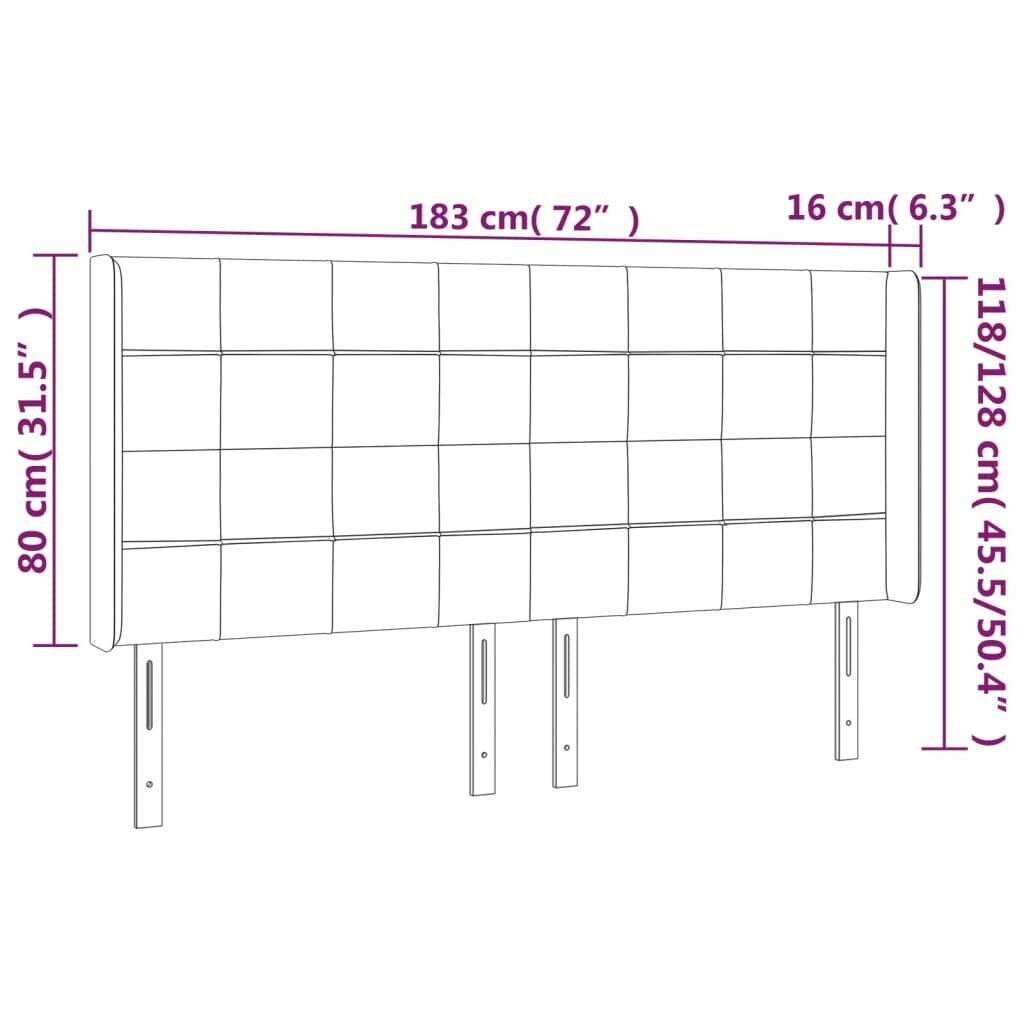 vidaXL voodipeats servadega, tumehall, 183x16x118/128 cm, samet цена и информация | Voodid | kaup24.ee