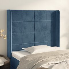 vidaXL voodipeats servadega, tumesinine, 83x16x118/128 cm, samet цена и информация | Кровати | kaup24.ee