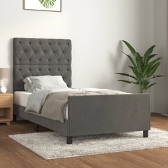 vidaXL voodiraam peatsiga, tumehall, 80x200 cm, samet цена и информация | Кровати | kaup24.ee