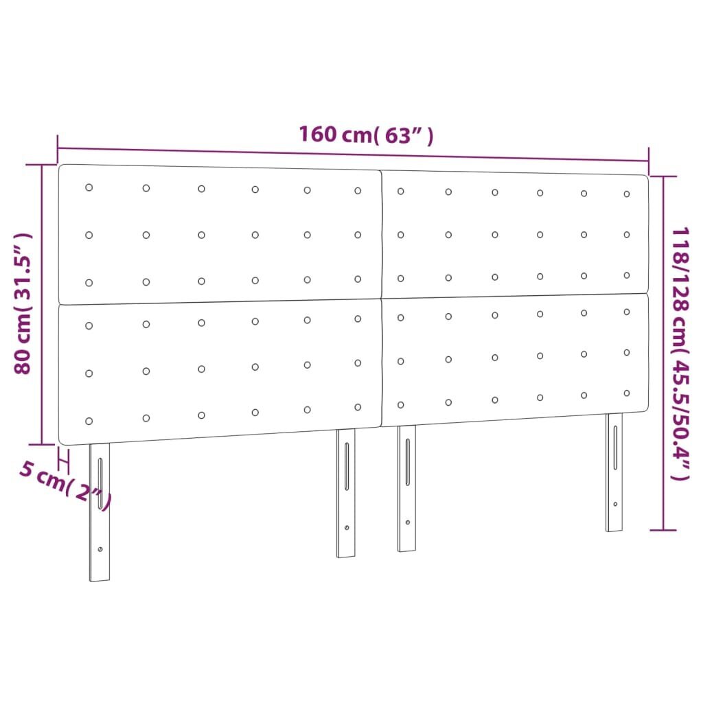 vidaXL voodipeatsid 4 tk, hall, 80x5x78/88 cm, kunstnahk hind ja info | Voodid | kaup24.ee