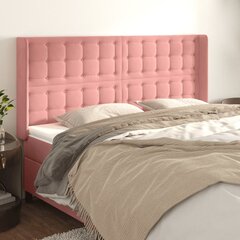 vidaXL voodipeats servadega, roosa, 163x16x118/128 cm, samet hind ja info | Voodid | kaup24.ee