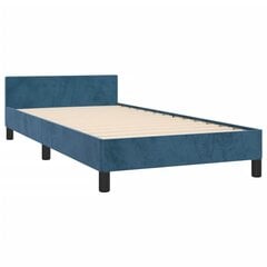 vidaXL voodiraam peatsiga, tumesinine, 90x190 cm, samet hind ja info | Voodid | kaup24.ee