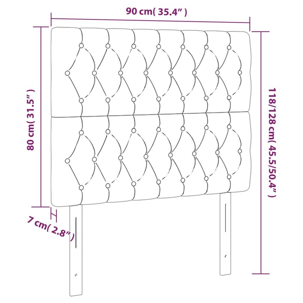 vidaXL voodipeatsid 2 tk, pruunikashall, 90x7x78/88 cm, kangas цена и информация | Voodid | kaup24.ee