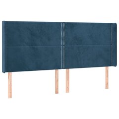 vidaXL voodipeats servadega, tumesinine, 183x16x118/128 cm, samet цена и информация | Кровати | kaup24.ee