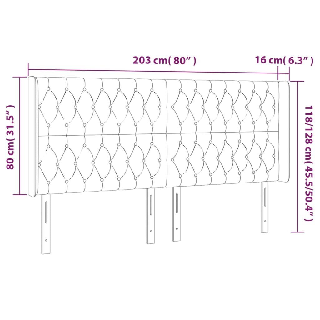 vidaXL voodipeats servadega, must, 203x16x118/128 cm, samet hind ja info | Voodid | kaup24.ee