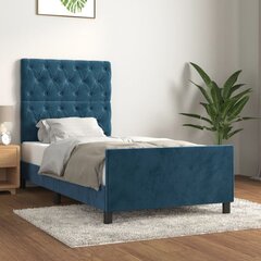 vidaXL voodiraam peatsiga, tumesinine, 80x200 cm, samet цена и информация | Кровати | kaup24.ee