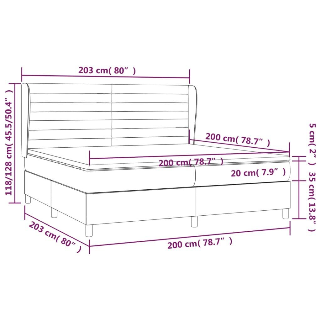 vidaXL kontinentaalvoodi madratsiga, must, 200x200 cm, kangas hind ja info | Voodid | kaup24.ee