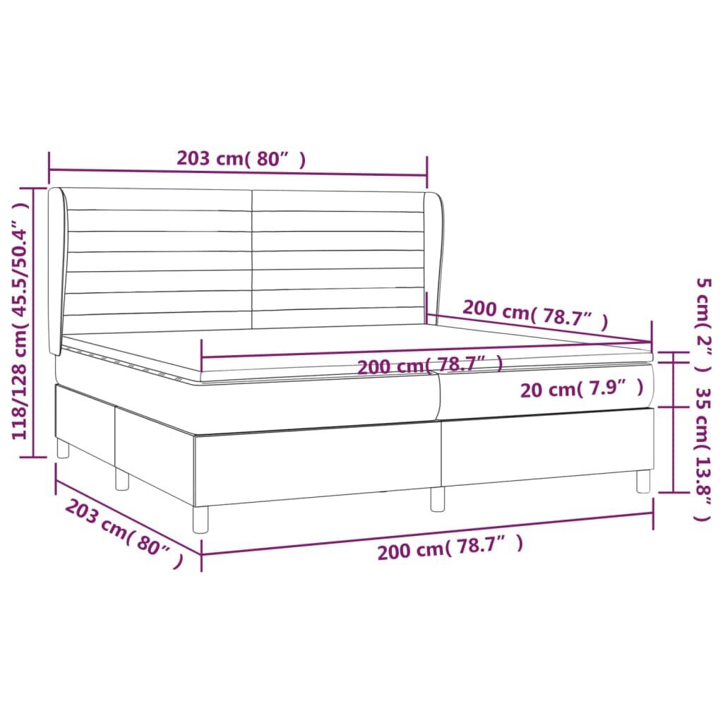 vidaXL kontinentaalvoodi madratsiga, sinine, 200x200 cm, kangas hind ja info | Voodid | kaup24.ee