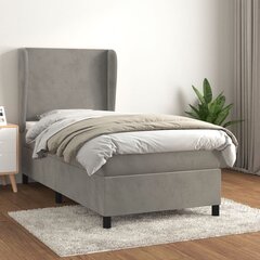 vidaXL Кровать с пружинами и матрасом, серый, 80х200см, бархат цена и информация | Кровати | kaup24.ee