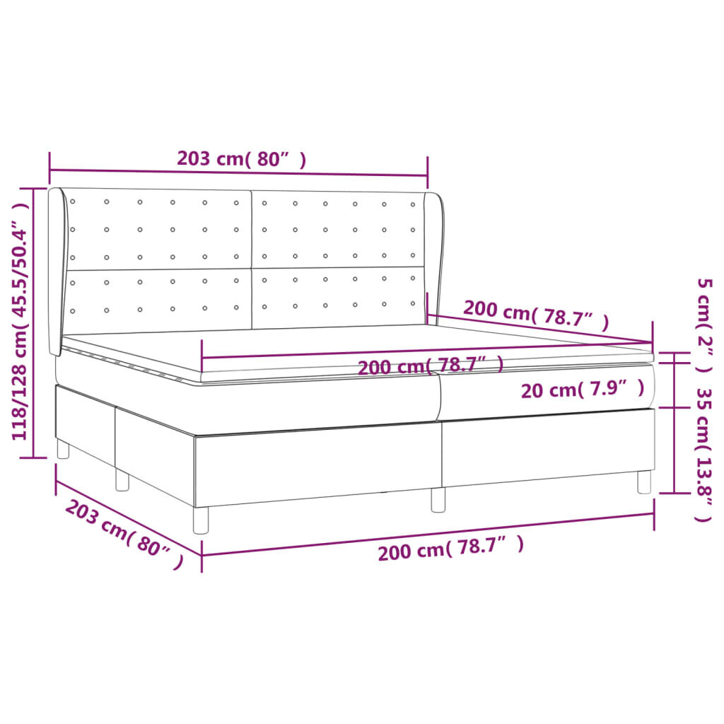 vidaXL kontinentaalvoodi madratsiga, tumehall, 200x200 cm, kangas hind ja info | Voodid | kaup24.ee