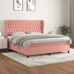 vidaXL kontinentaalvoodi madratsiga, roosa, 180x200 cm, samet цена и информация | Кровати | kaup24.ee