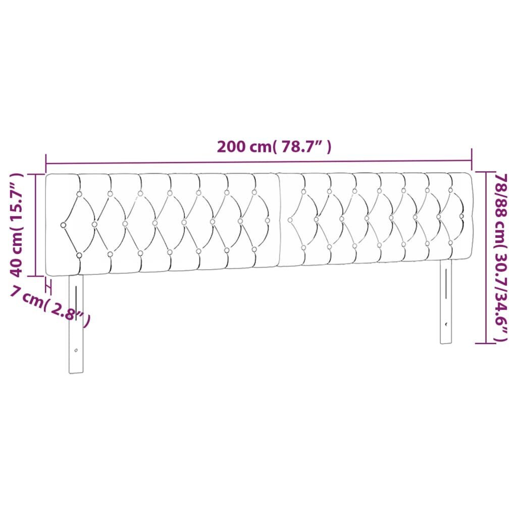 vidaXL voodipeatsid 2 tk, helehall, 100x7x78/88 cm, samet hind ja info | Voodid | kaup24.ee