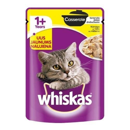 Täissööt täiskasvanud kassidele, 28 tk. "Whiskas" pajaroog kanaga 85 g, 28 tk. цена и информация | Konservid kassidele | kaup24.ee