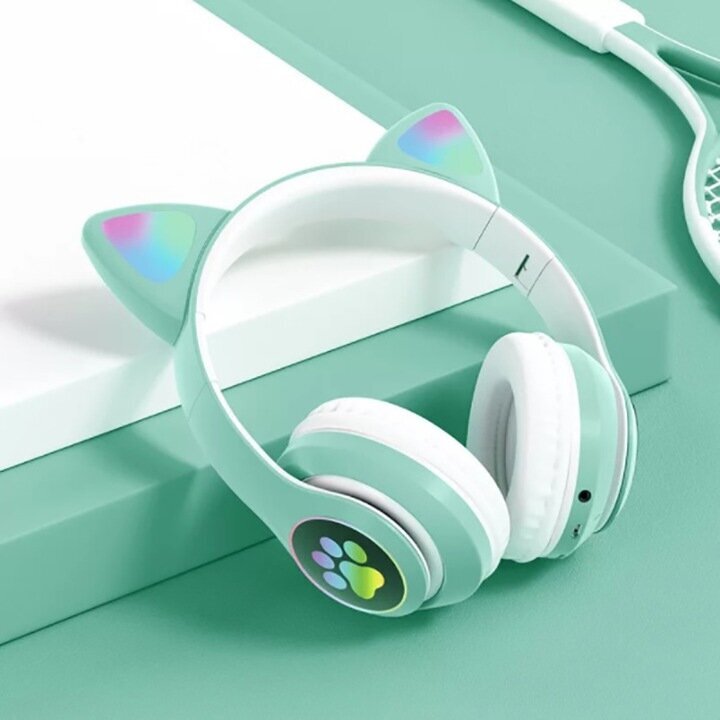 Kõrvaklapid kassikõrvadega lastele, Bluetooth/LED hind ja info | Kõrvaklapid | kaup24.ee