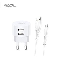 Универсальная сетевая зарядка Usams US-T20 Set 2-в-1 + кабель USB на Micro, 1 м цена и информация | Зарядные устройства для телефонов | kaup24.ee