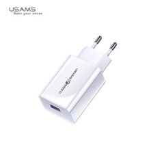 Usams US-CC083 Адаптивная & Компактная QuickCharge 3.0 Fast 18W Зарядка 3А с Защитой от перегрева Белый цена и информация | Зарядные устройства для телефонов | kaup24.ee