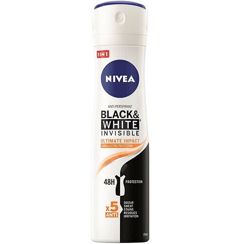 Nivea Black & White Invisible Ultimate Impact - Antiperspirant spray 150ml цена и информация | Deodorandid | kaup24.ee