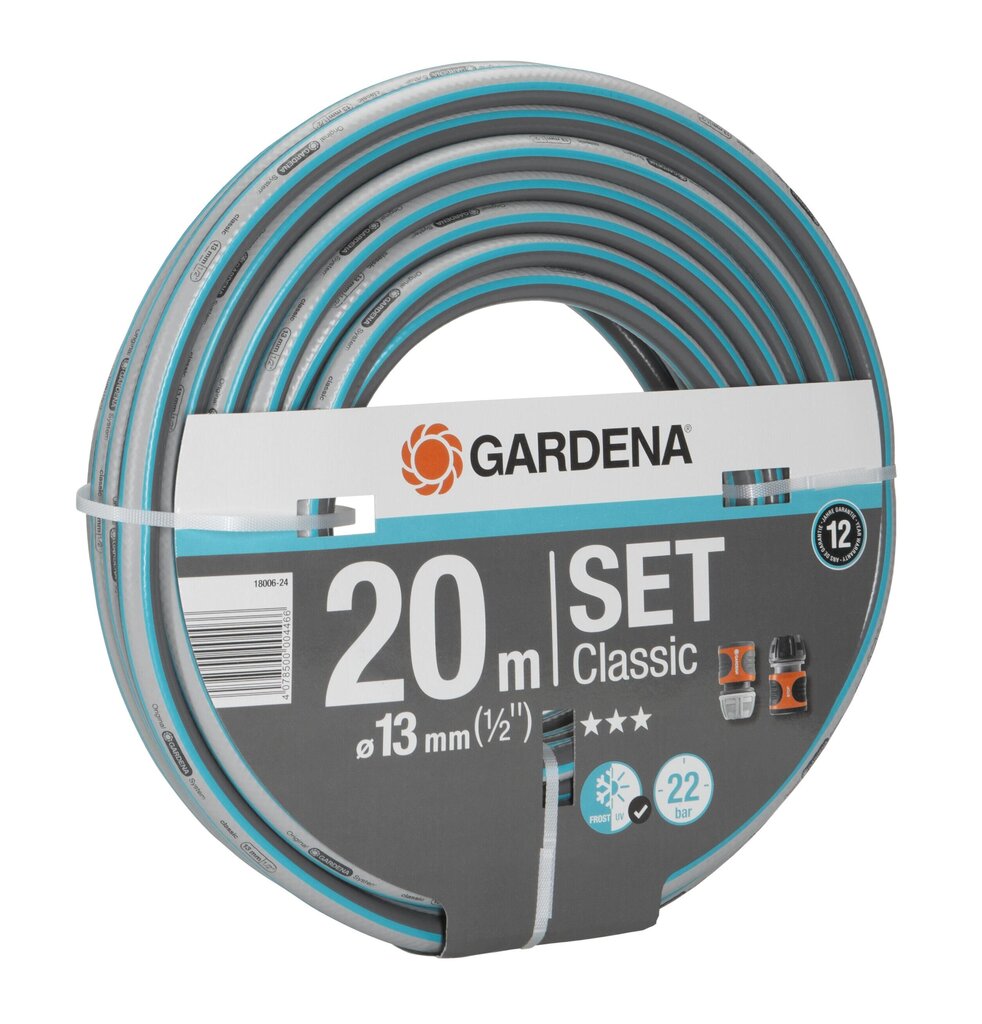 Gardena Classic voolik 13 mm, 20 m, liitmikega цена и информация | Kastekannud, voolikud, niisutus | kaup24.ee