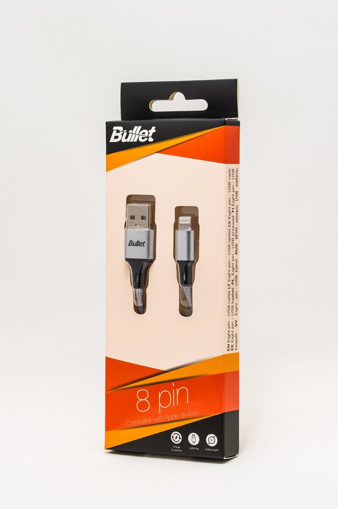 Kaabel Bullet iPhone-le, USB 8PIN, 1 m hind ja info | Mobiiltelefonide kaablid | kaup24.ee