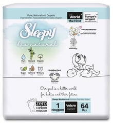 Подгузники для новорожденных Sleepy, Bio Natural, 2-5 кг., 64 штуки цена и информация | Подгузники | kaup24.ee