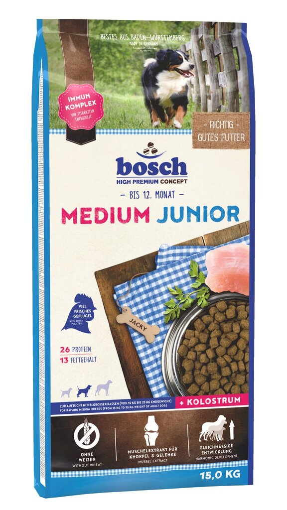 Bosch Petfood Medium Junior 15 kg hind ja info | Kuivtoit koertele | kaup24.ee