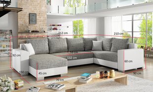 Мягкий угловой диван Marco, белый / черный цена и информация | Угловые диваны | kaup24.ee