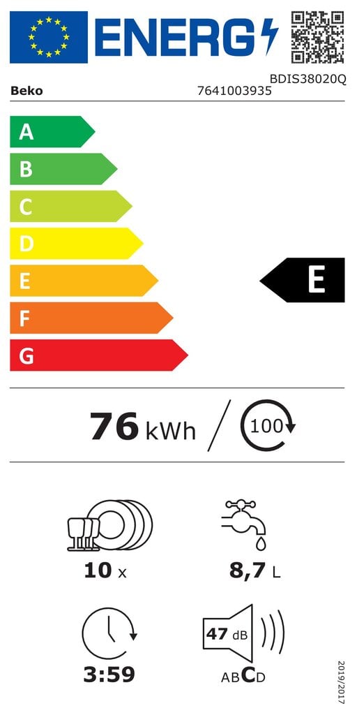 Beko BDIS38020Q hind ja info | Nõudepesumasinad | kaup24.ee