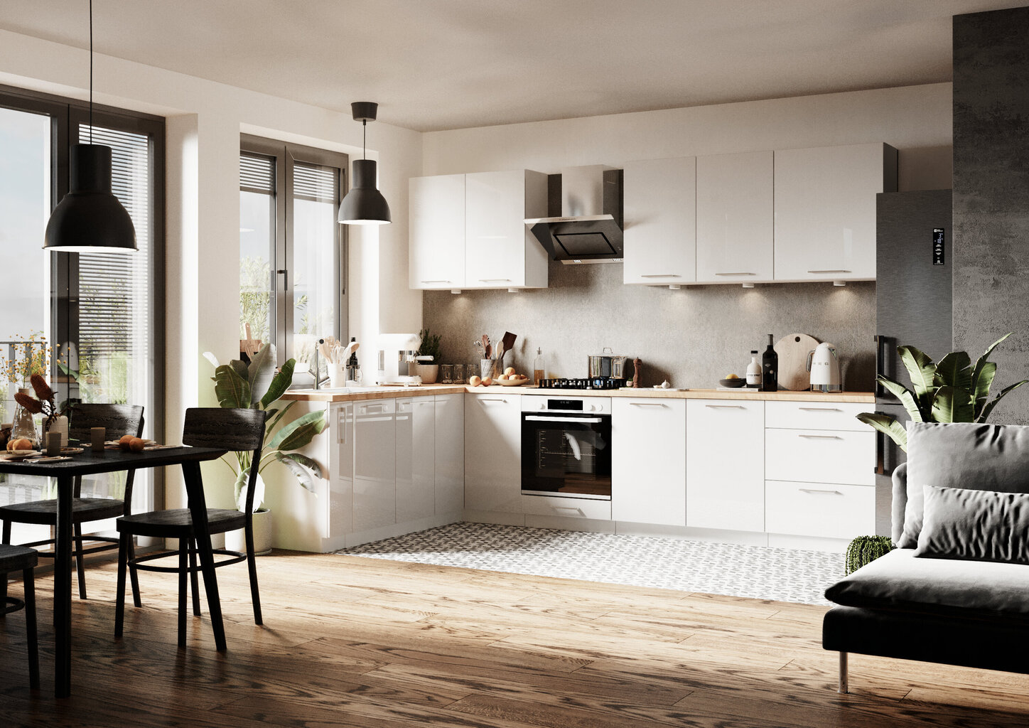 Rippuv köögikapp VITA WHITE ACRYLIC GLOSS/BI, valge hind ja info | Köögikapid | kaup24.ee