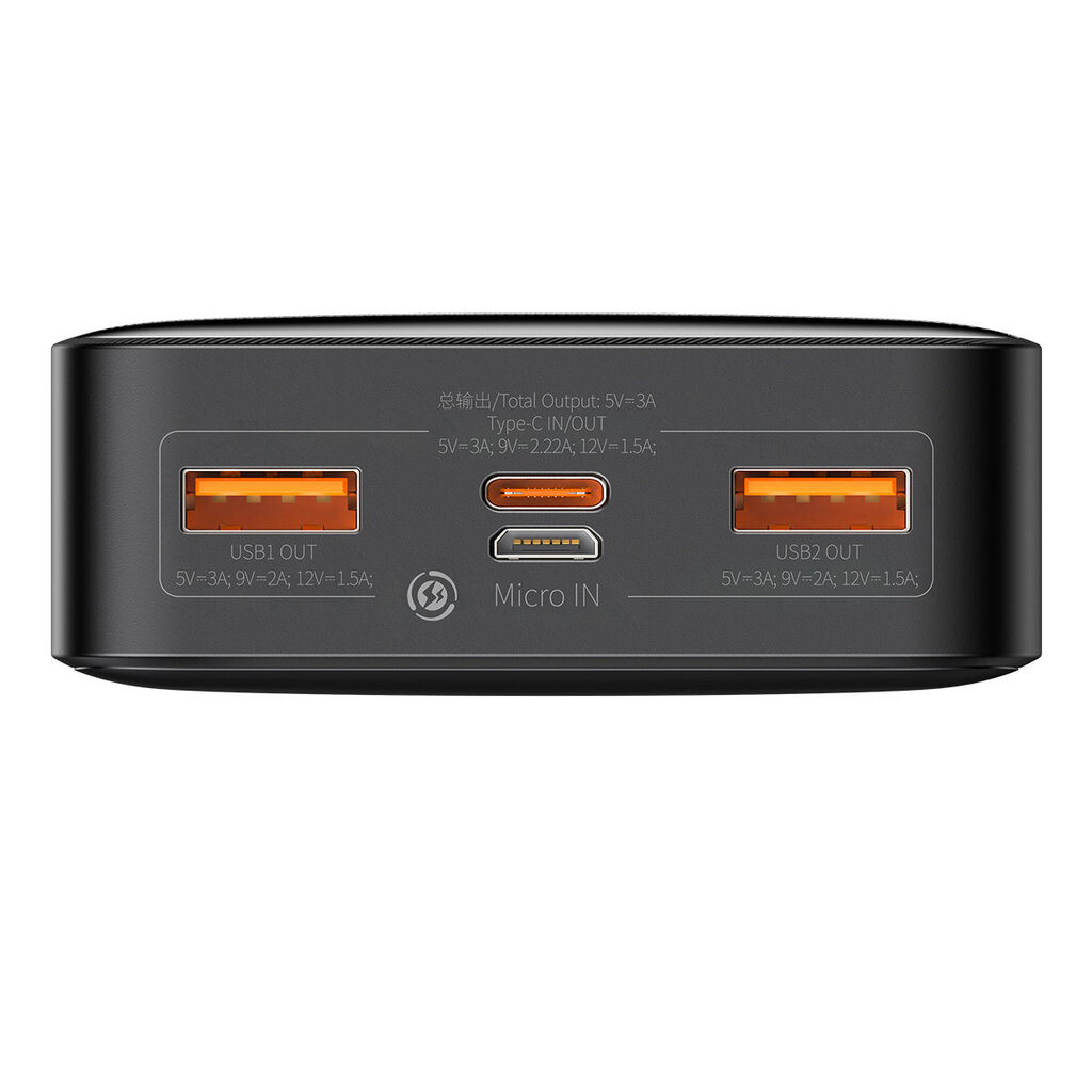Baseus Bipow 20000mAh 20W Black (Overseas Edition) + USB-A - Micro USB 0.25m Black (PPBD050501) hind ja info | Akupangad | kaup24.ee
