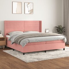 vidaXL kontinentaalvoodi madratsiga, roosa, 200x200 cm, samet цена и информация | Кровати | kaup24.ee
